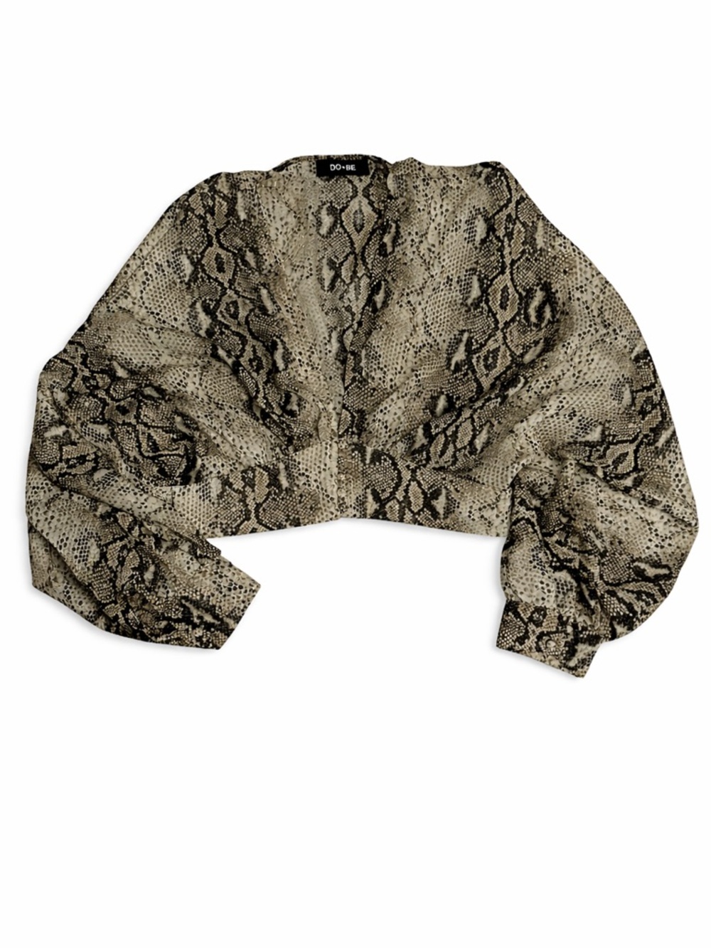 DO+BE Snake Print Cropped Bolero in Beige and Black